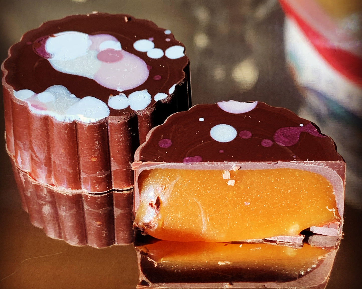 Chocolate Sea Salt Caramels enrobed in Dark Chocoalte