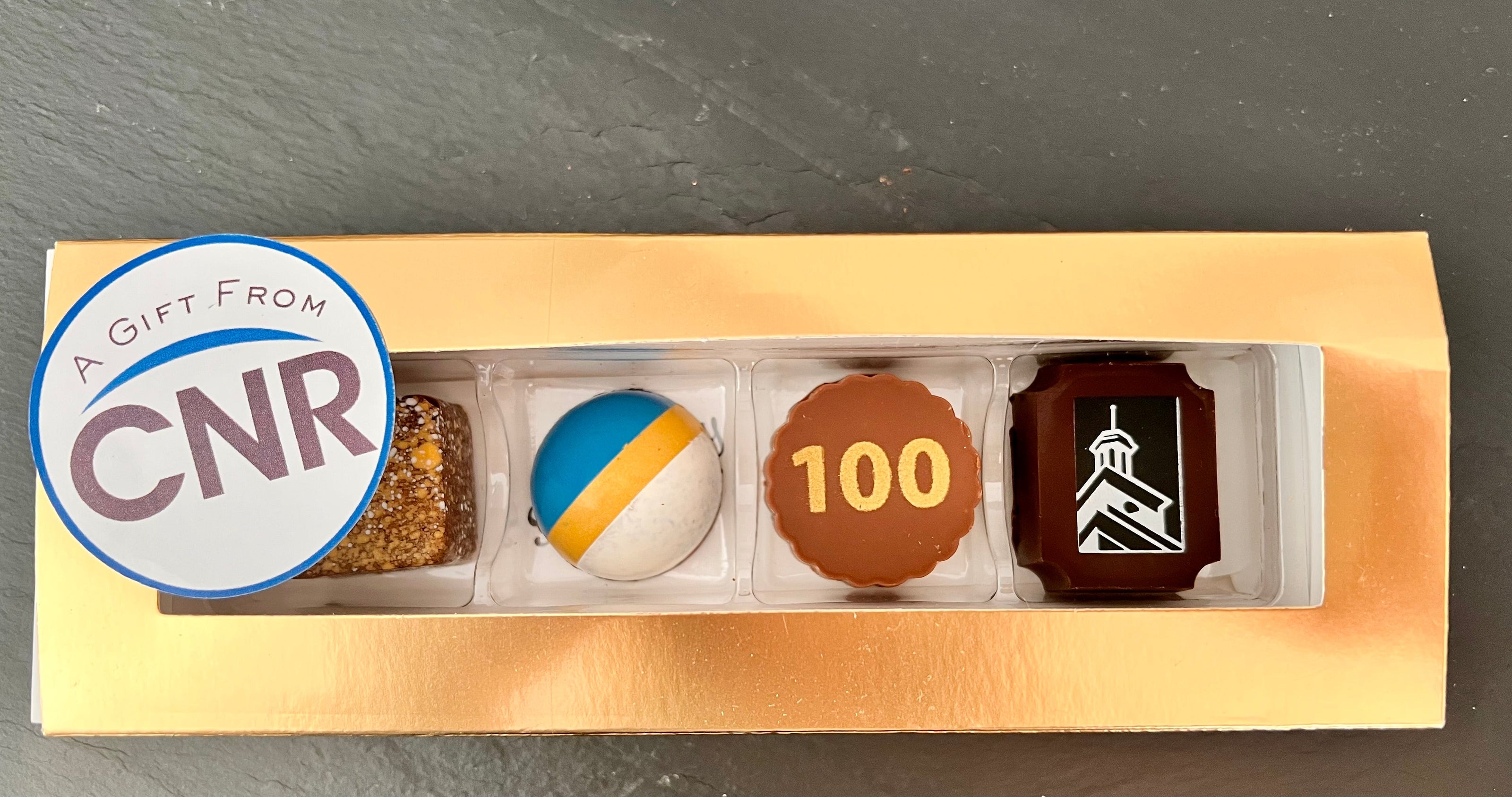 Corporate gift box of 4 artisan chocolates
