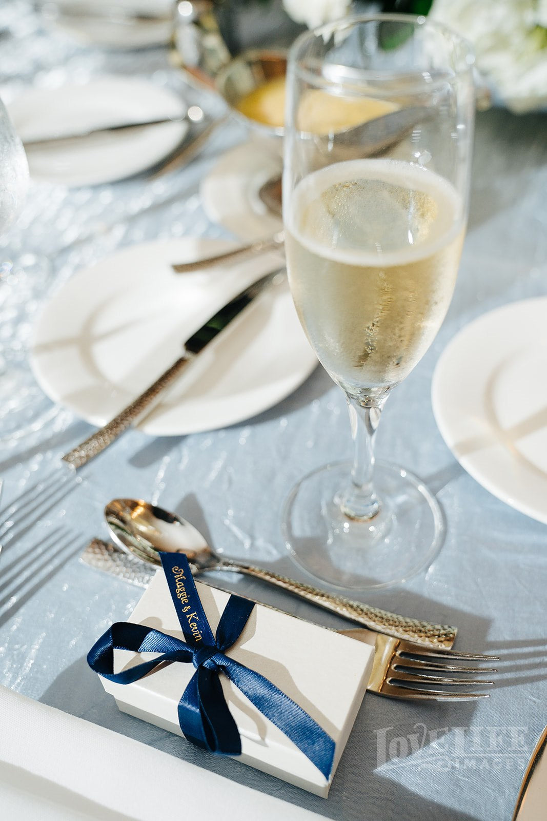 Custom Chocolate Wedding Favor with Bride & Groom name and date ribbon